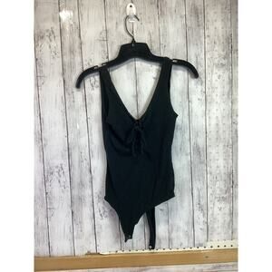 PS Basics Bikini Womens Black Ribbed Bodysuit Front Sleeveless Knit Onepiece XS